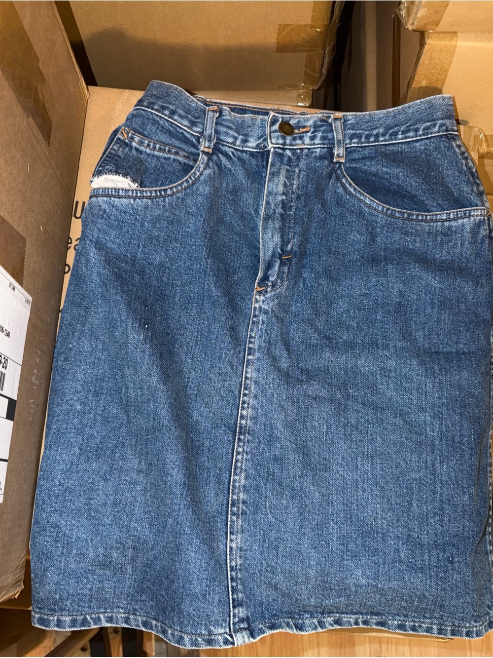 Blue Denim Midi Skirt 100% cotton